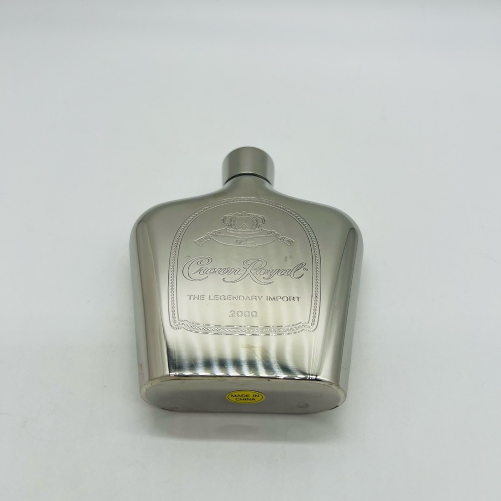 Crown Royal Branded Stainless Steel Flask - Silver 6 Ounces